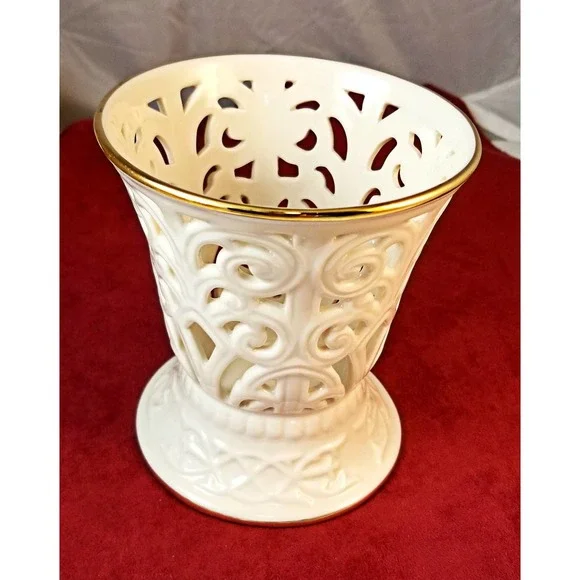 Vintage LENOX Lattice Work Gold Trimmed Illuminations Candle Holder - Picture 4 of 4